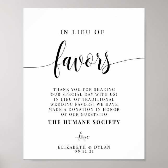 In Lieu Of Favors Wedding Reception Poster (Front)
