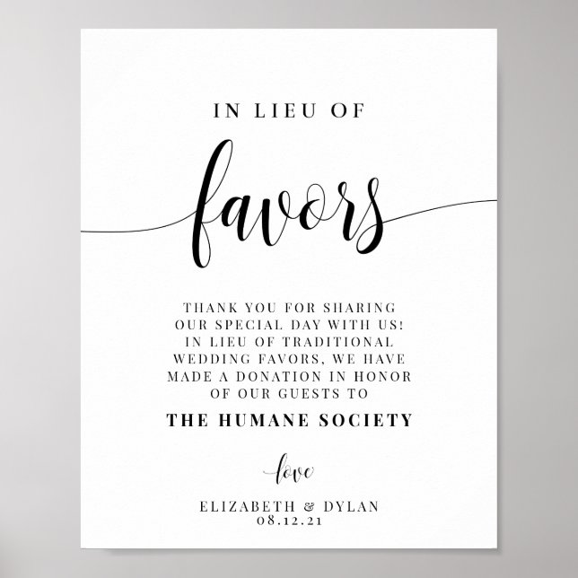 In Lieu Of Favors Wedding Reception Poster (Front)