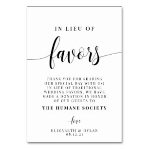 In Lieu Of Favors Wedding Table Card