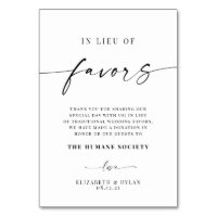In Lieu Of Favors Wedding Table Card
