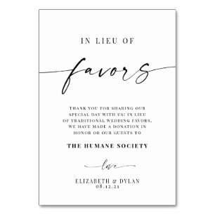 In Lieu Of Favors Wedding Table Card