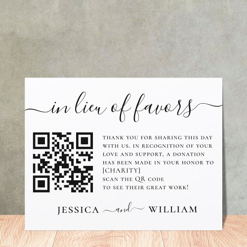 In Lieu of Favors With QR Code For Wedding Charity