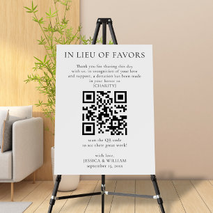 In Lieu of Favors With QR Code For Wedding Charity Foam Board