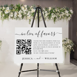 In Lieu of Favors With QR Code For Wedding Charity Foam Board