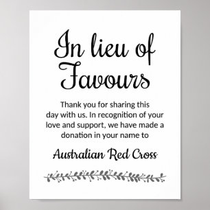 In Lieu Of Favours Wedding Poster