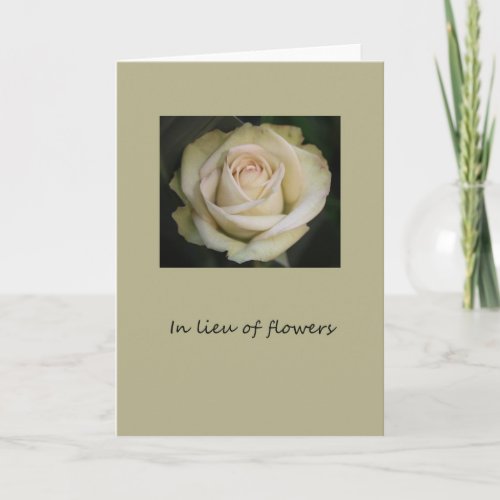 In lieu of flowers card for sympathyfuneral