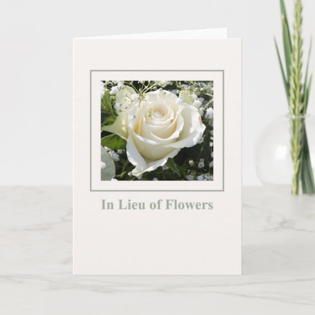 In Lieu of Flowers - Charity Donation sympathy Card (Front)