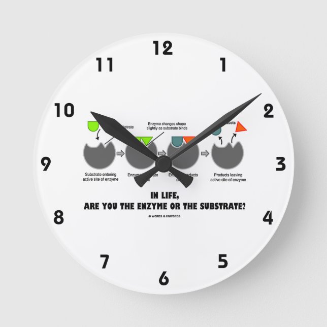 In Life Are You The Enzyme Or The Substrate? Humor Round Clock (Front)