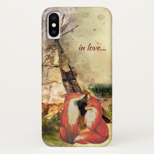 in love  Beautiful Foxes and Tribal Teepee iPhone X Case