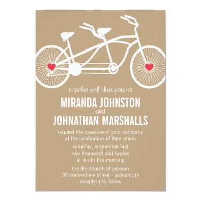 In love- Brown Bicycle Design Wedding Invitations