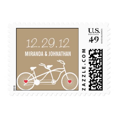 In love- Brown Bicycle Design Wedding Postage