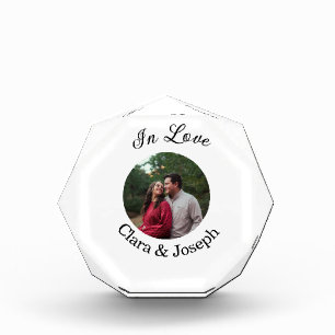 In love couple circular photo name wedding romanti acrylic award