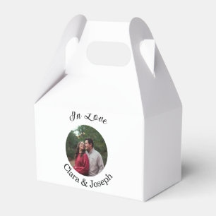 In love couple circular photo name wedding romanti favor boxes