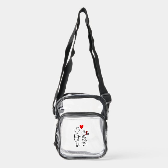 In Love Cute Couple Clear Crossbody Bag (Front)