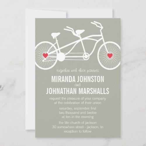 In love- Gray Bicycle Design Wedding Invitations