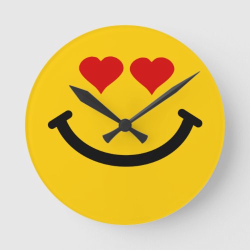 in love happy face Wall Clock