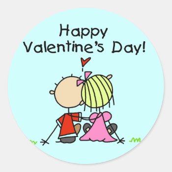 In Love Happy Valentine's Day Classic Round Sticker by valentines_store at Zazzle