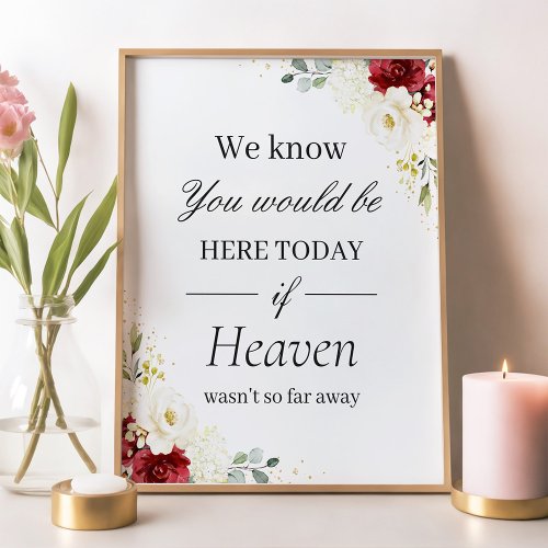 In Love Memory Wedding Sign Red White Floral