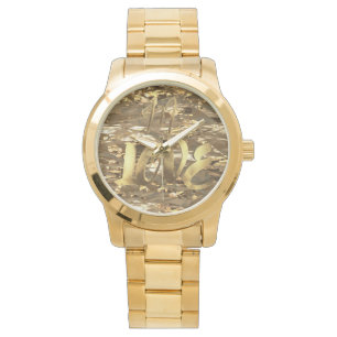 In Love Quote Gold Look Typography Romantic Script Watch