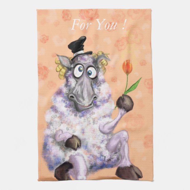 In Love Ram - Romantic - Add Your Text / Name Kitchen Towel (Vertical)