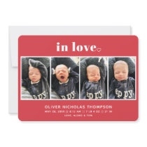 In Love Red Valentine's Day Birth Announcement