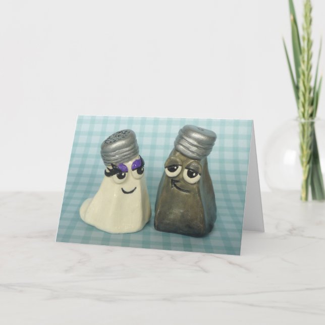 In Love Salt and Pepper Shakers Greeting Card (Front)