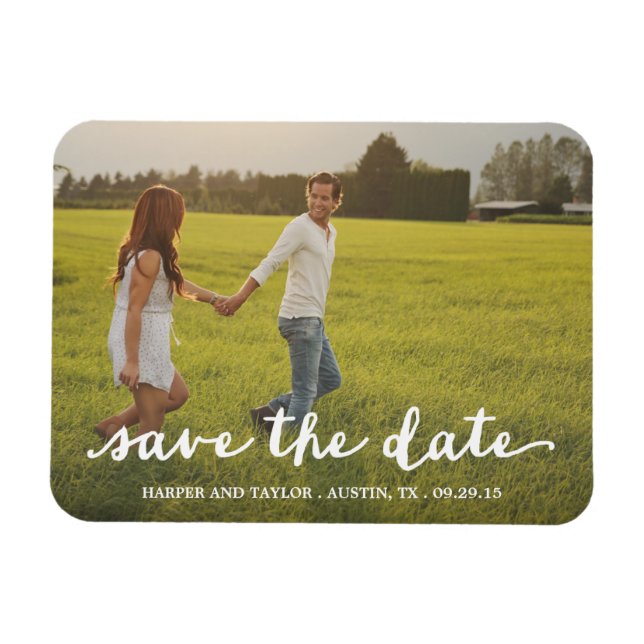In Love Script Overlay | Save the Date Magnet (Horizontal)