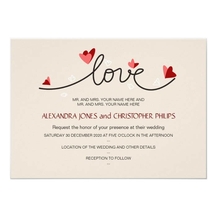 In Love Simple Elegant Text Wedding Card | Zazzle