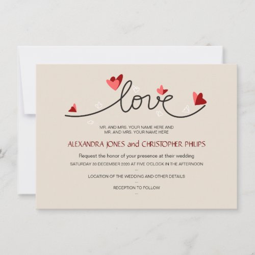 In Love Simple Elegant Text Wedding Personalized Invitations