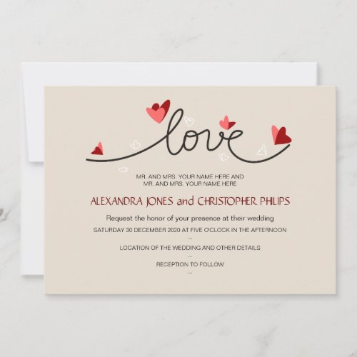 In Love Simple Elegant Text Wedding Invitation