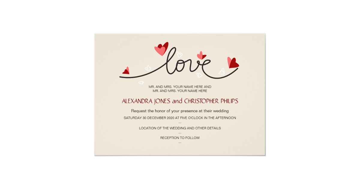 In Love Simple Elegant Text  Wedding  Invitation  Zazzle com