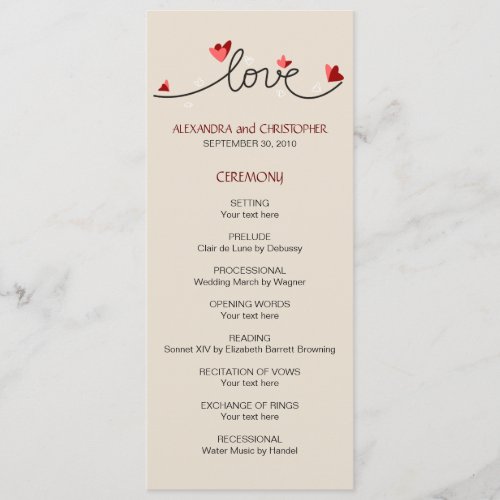 In Love Simple Elegant Text Wedding Program