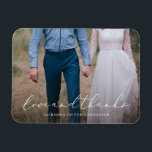 In Love Thank You Magnet<br><div class="desc">Gift your guests with a Save the Date Magnet to showcase on the refrigerator leading up to your big day!
All photography is displayed as a sample only and is not for resale. This product is only intended to be purchased once sample photos are replaced with your own images.</div>