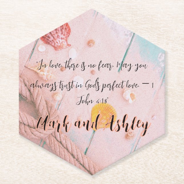 "In love, there is no fear. May you always trust  Paper Coaster (Front)