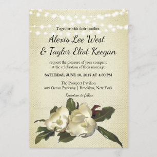 In Love - Vintage Magnolia Floral Wedding Invitation