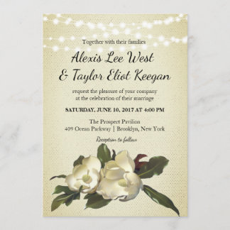 In Love - Vintage Magnolia Floral Wedding Invitation