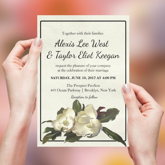 In Love - Vintage Magnolia Grandiflora  Wedding Invitation (Creator Uploaded)
