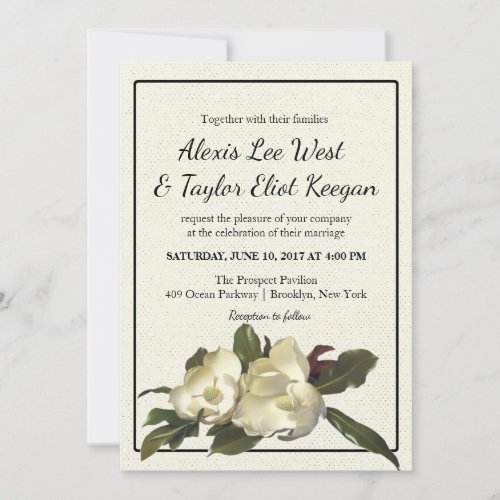 In Love _ Vintage Magnolia Grandiflora  Wedding Invitation