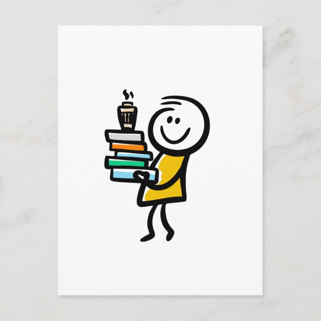 In love with books and coffee holiday postcard (Front)
