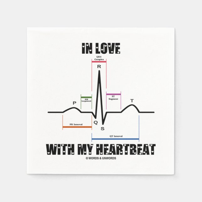 In Love With My Heartbeat Electrocardiogram ECG Napkins (Front)