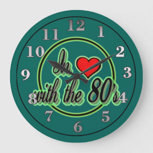 In Love With The 80's Retro Green Logo Wall Clock