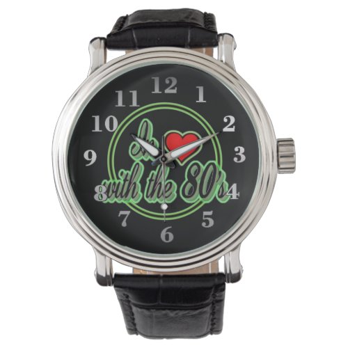In Love With The 80s Retro Green Logo Wrist Watch