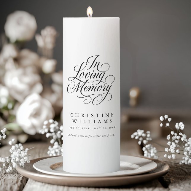 "In Loving Memorry" Memorial, Funeral Pillar Candle ("Forever in our Hearts" Memorial, Custom Funeral Pillar Candle)