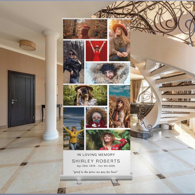 In Loving Memory 10 x Photo Collage Memorial Retractable Banner (Creator Uploaded)