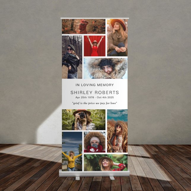 In Loving Memory 10 x Photo Collage Memorial Retractable Banner (Creator Uploaded)
