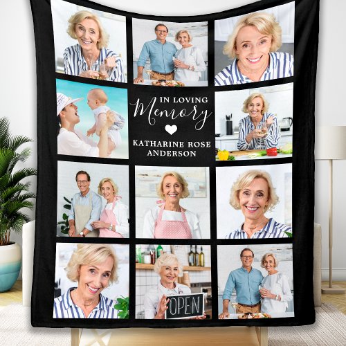 In Loving Memory 11 Photo Collage Memorial Fleece Blanket