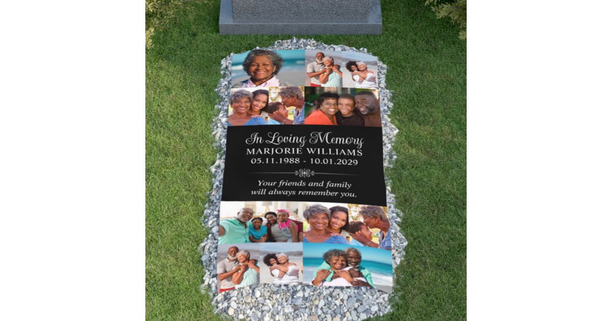In Loving Memory 12 Photo Collage Grave Cover Banner | Zazzle