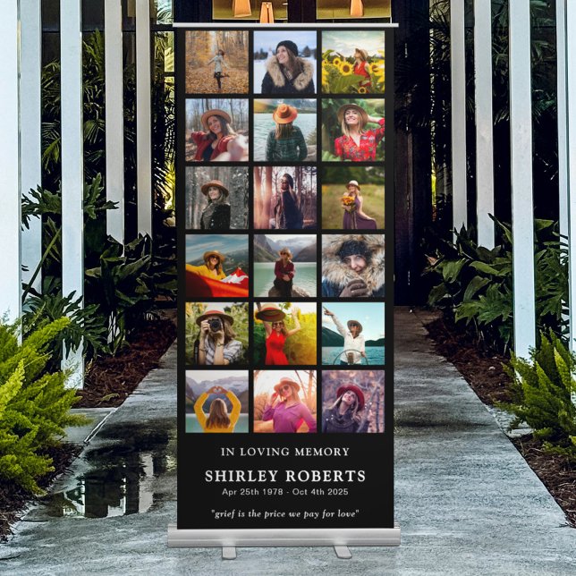 In Loving Memory 18 x Photo Collage Memorial Retractable Banner (Creator Uploaded)