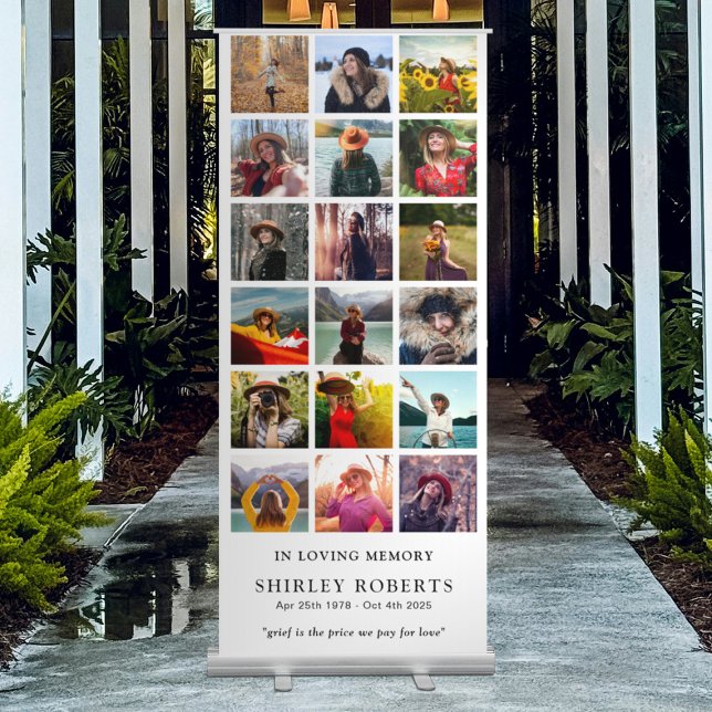 In Loving Memory 18 x Photo Collage Memorial Retractable Banner (Creator Uploaded)