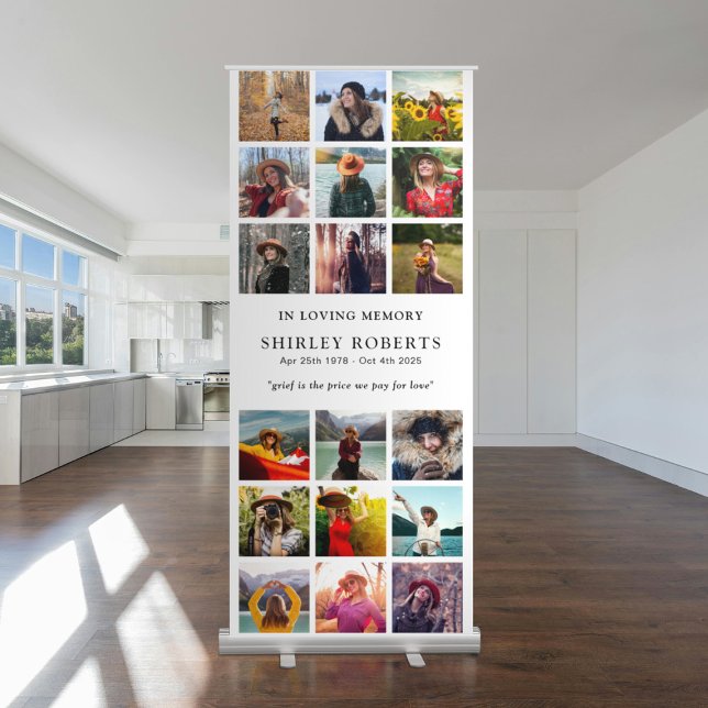 In Loving Memory 18 x Photo Collage Memorial Retractable Banner (Creator Uploaded)